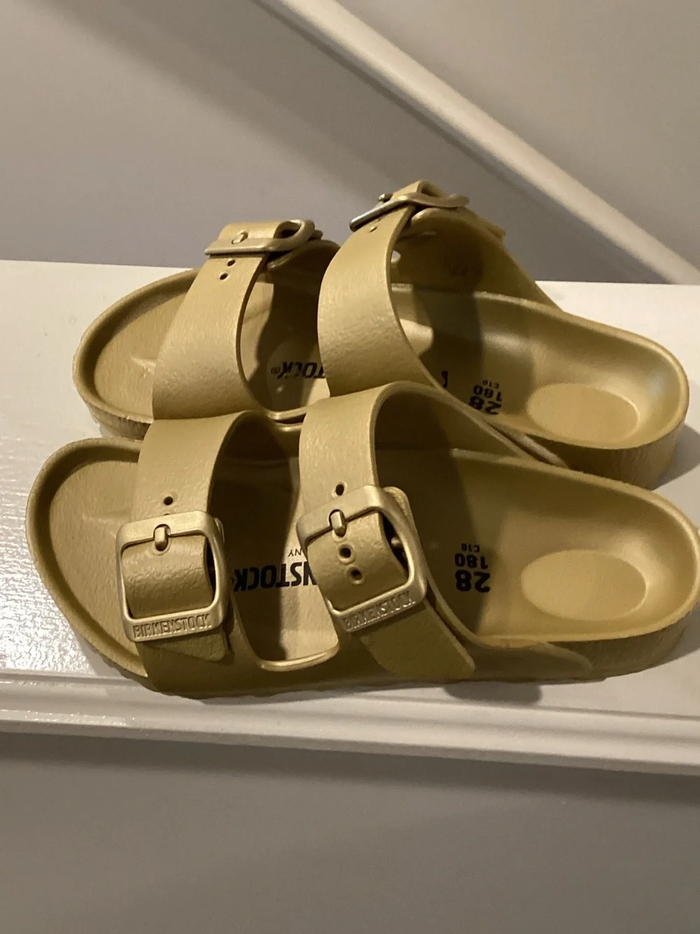 Birkenstock Kids Two-Buckle Sandals in Metallic Gold